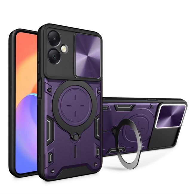 Husa pentru  Samsung Galaxy A06 cu protecție pentru cameră și suport magnetic integrat Ring Shockproof, mov