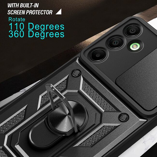 Husa pentru  Samsung Galaxy A16 Ring Armor Kickstand Tough Rugged Cover cu protectie camera, albastru