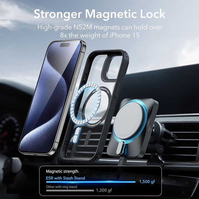 Husa pentru  iPhone 15 Pro Max ESR - Classic Hybrid HaloLock cu Magsafe Kickstand - negru
