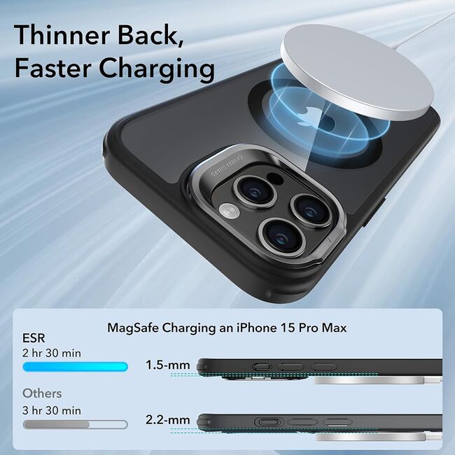 Husa pentru  iPhone 15 Pro Max ESR - Classic Hybrid HaloLock cu Magsafe Kickstand - negru