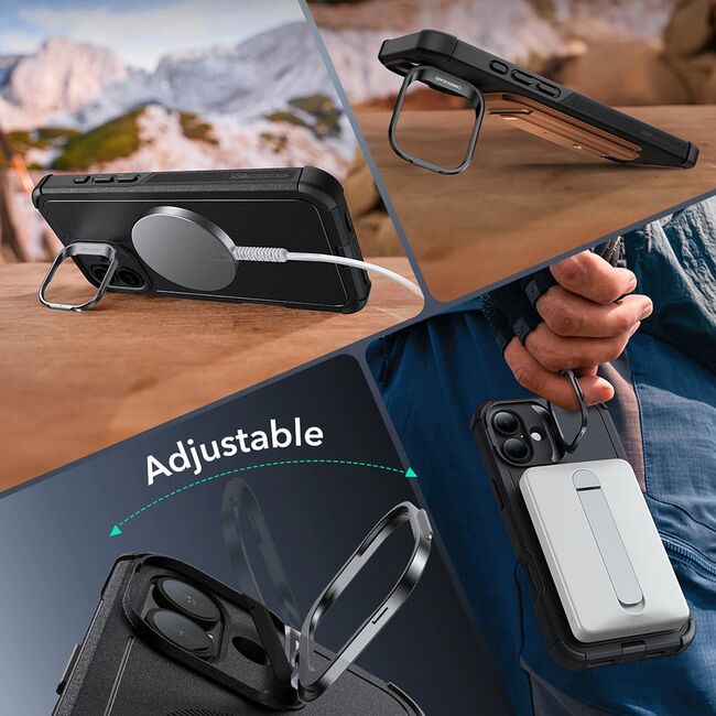 Husa pentru  iPhone 16 - ESR Cyber Armor Kickstand cu Magsafe - albastru
