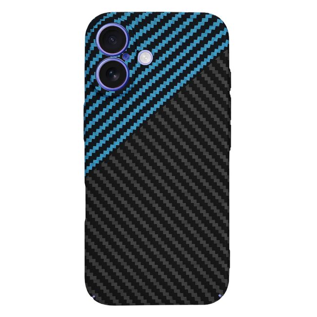 Husa pentru  iPhone 16 CarbonFiber UltraSlim, Lightweight, albastru inchis