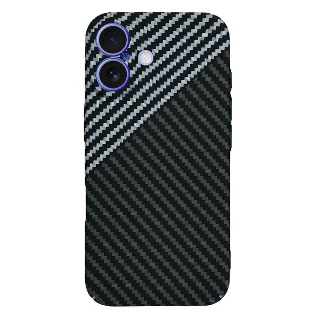 Husa pentru  iPhone 16 CarbonFiber UltraSlim, Lightweight, gri
