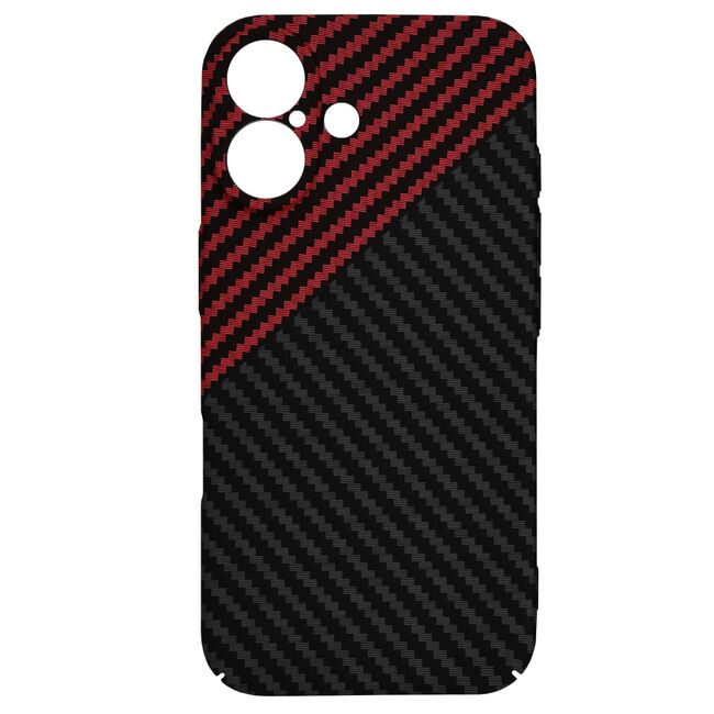 Husa pentru  iPhone 16 CarbonFiber UltraSlim, Lightweight, rosu