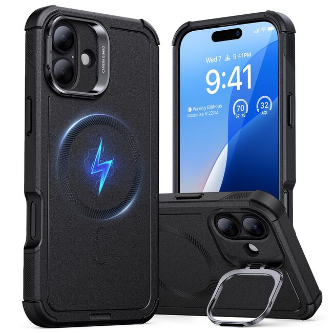 Husa pentru  iPhone 16 Plus - ESR Cyber Armor Kickstand cu Magsafe - negru