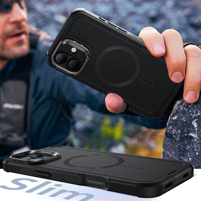 Husa pentru  iPhone 16 Plus - ESR Cyber Armor Kickstand cu Magsafe - negru