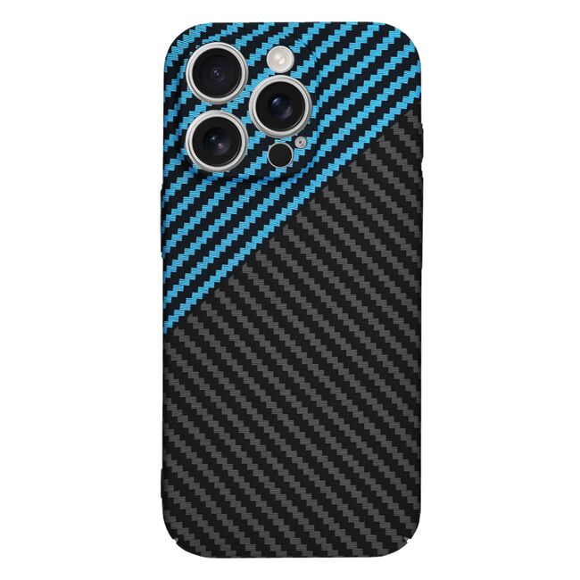 Husa pentru  iPhone 16 Pro CarbonFiber UltraSlim, Lightweight, albastru inchis