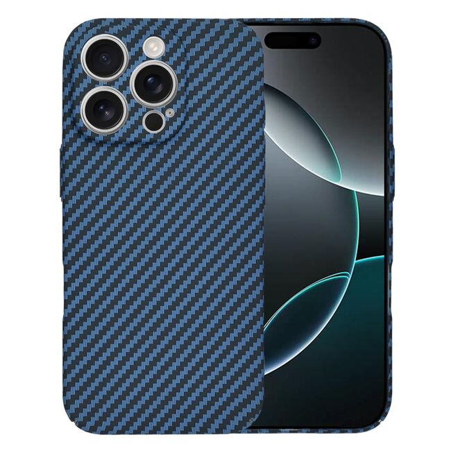 Husa pentru  iPhone 16 Pro CarbonFiber UltraSlim, Lightweight, albastru
