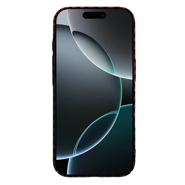 Husa pentru  iPhone 16 Pro CarbonFiber UltraSlim, Lightweight, rosu