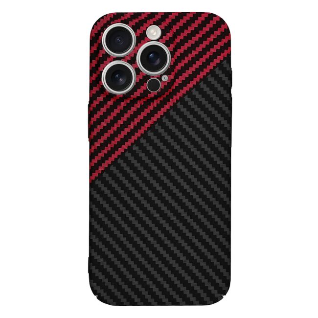 Husa pentru  iPhone 16 Pro CarbonFiber UltraSlim, Lightweight, rosu