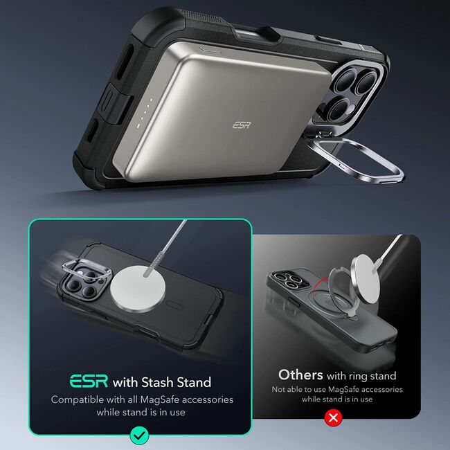 Husa pentru  iPhone 16 Pro Max - ESR Cyber Armor Kickstand cu Magsafe - verde