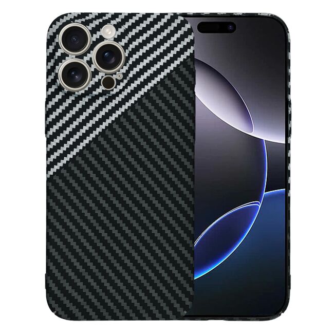 Husa pentru  iPhone 16 Pro Max CarbonFiber UltraSlim, Lightweight, gri
