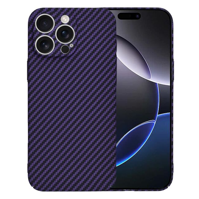 Husa pentru  iPhone 16 Pro Max CarbonFiber UltraSlim, Lightweight, mov