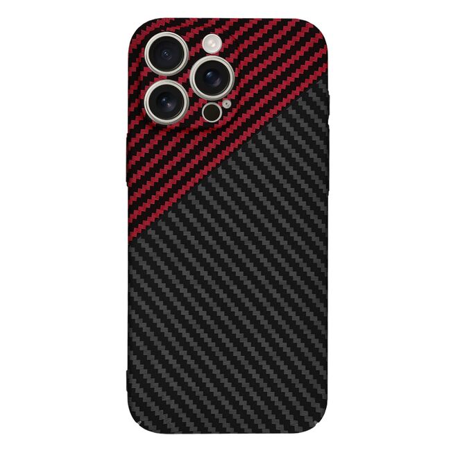Husa pentru  iPhone 16 Pro Max CarbonFiber UltraSlim, Lightweight, rosu