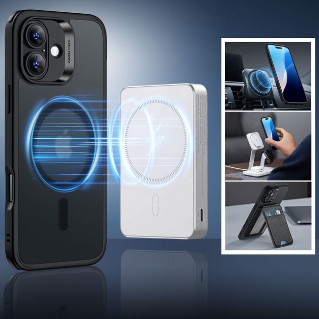 Pachet 360: Folie din sticla + Husa pentru  iPhone 16 - ESR Classic Hybrid HaloLock cu Magsafe - negru mat