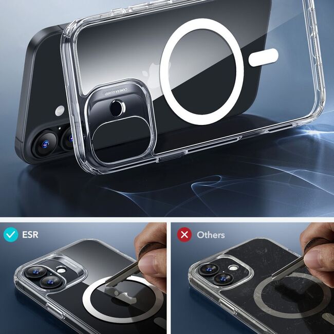 Pachet 360: Folie din sticla + Husa pentru  iPhone 16 - ESR Classic Hybrid HaloLock cu Magsafe - transparent