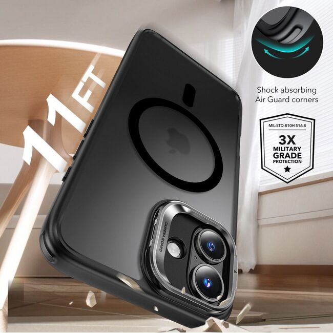 Pachet 360: Folie din sticla + Husa pentru  iPhone 16 - ESR Classic Hybrid HaloLock cu Magsafe si Kickstand - negru mat