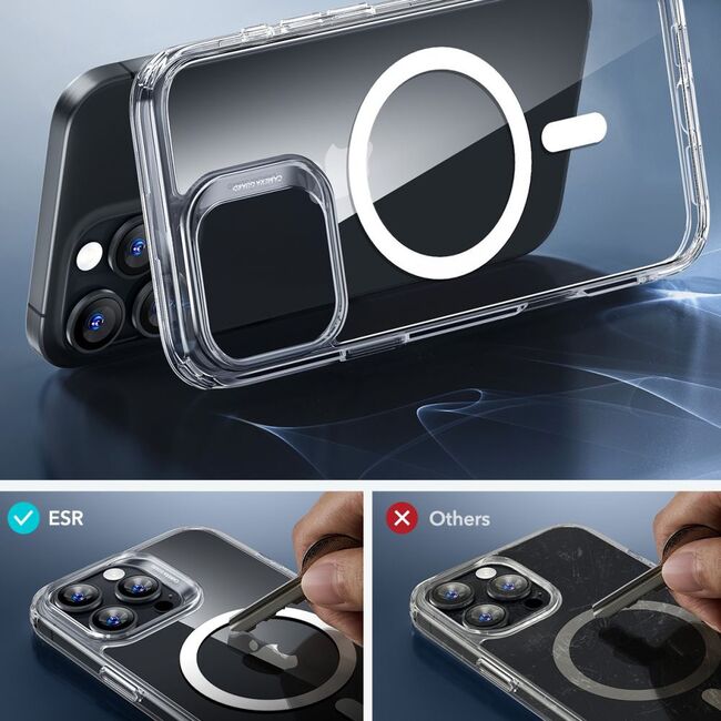 Pachet 360: Folie din sticla + Husa pentru  iPhone 16 Pro - ESR Classic Hybrid HaloLock cu Magsafe - clear