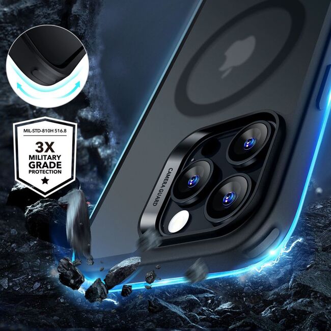 Pachet 360: Folie din sticla + Husa pentru  iPhone 16 Pro - ESR Classic Hybrid HaloLock cu Magsafe - negru mat