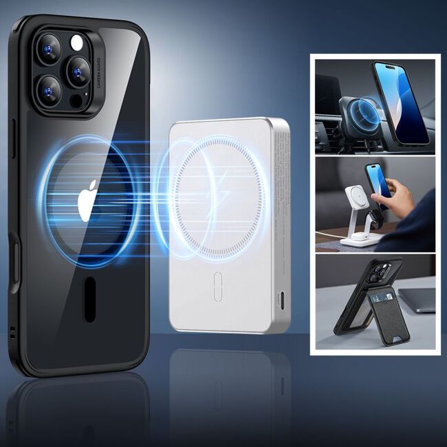 Pachet 360: Folie din sticla + Husa pentru  iPhone 16 Pro - ESR Classic Hybrid HaloLock cu Magsafe - negru