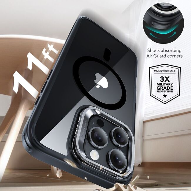 Pachet 360: Folie din sticla + Husa pentru  iPhone 16 Pro - ESR Classic Hybrid HaloLock cu Magsafe si Kickstand - negru