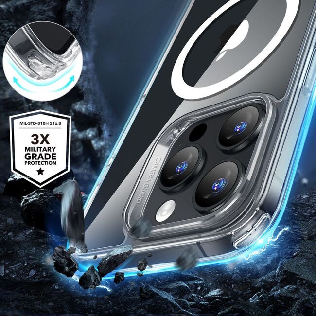 Pachet 360: Folie din sticla + Husa pentru  iPhone 16 Pro Max - ESR Classic Hybrid HaloLock cu Magsafe - clear