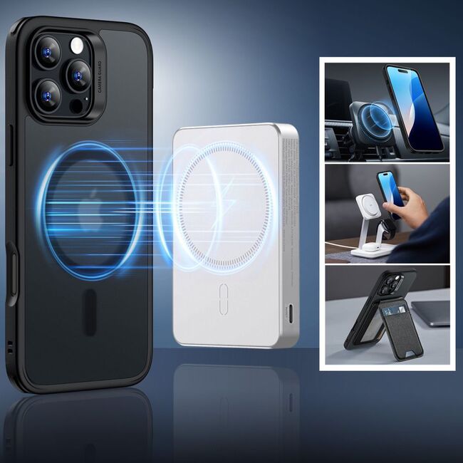 Pachet 360: Folie din sticla + Husa pentru  iPhone 16 Pro Max - ESR Classic Hybrid HaloLock cu Magsafe - negru mat