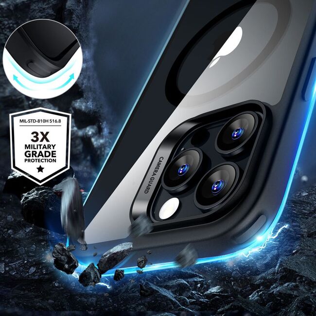 Pachet 360: Folie din sticla + Husa pentru  iPhone 16 Pro Max - ESR Classic Hybrid HaloLock cu Magsafe - negru
