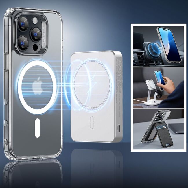 Pachet 360: Folie din sticla + Husa pentru  iPhone 16 Pro Max - ESR Classic Hybrid HaloLock cu Magsafe - transparent