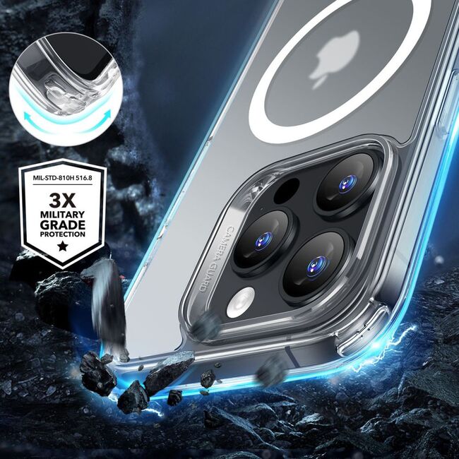 Pachet 360: Folie din sticla + Husa pentru  iPhone 16 Pro Max - ESR Classic Hybrid HaloLock cu Magsafe - transparent