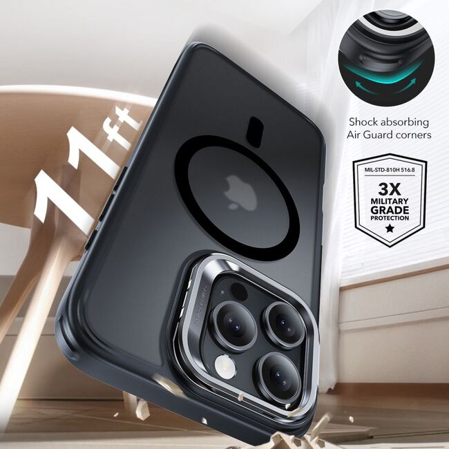 Pachet 360: Folie din sticla + Husa pentru  iPhone 16 Pro Max - ESR Classic Hybrid HaloLock cu Magsafe si Kickstand - negru mat