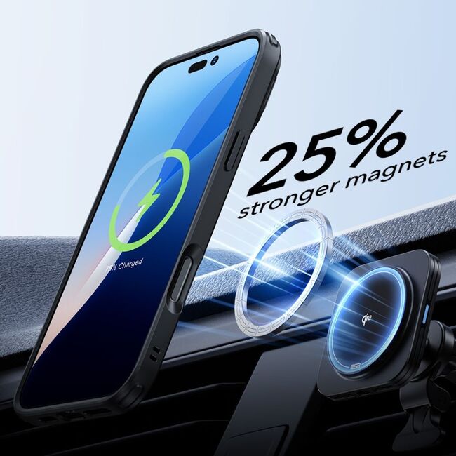 Pachet 360: Folie din sticla + Husa pentru  iPhone 16 Pro Max - ESR Classic Hybrid HaloLock cu Magsafe si Kickstand - negru mat