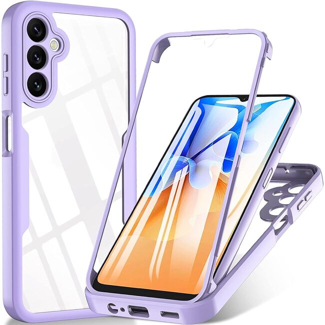 Pachet 360: Husa cu folie integrata pentru  Samsung Galaxy A16 Cover360 fata / spate - mov