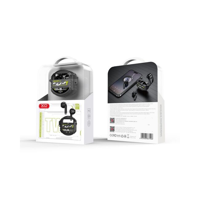 Casti Wireless in-ear XO WARNING Design G12, carcasa metalica cu functie de Incarcare, Bluetooth 5.3 TWS, Negru