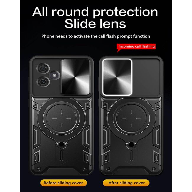 Husa pentru  Motorola Moto G55 cu protecție pentru cameră și suport magnetic integrat Ring Shockproof, rosu