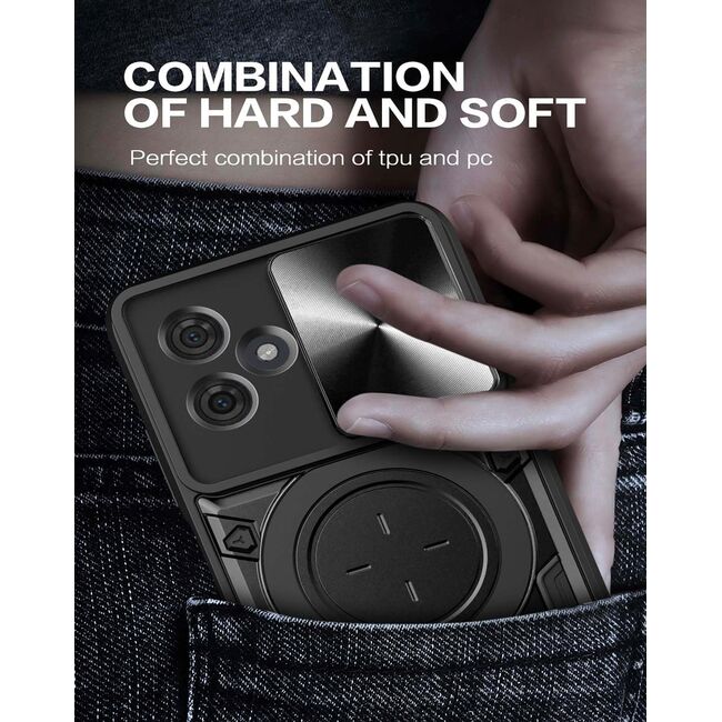 Husa pentru  Motorola Moto G55 cu protecție pentru cameră și suport magnetic integrat Ring Shockproof, rosu