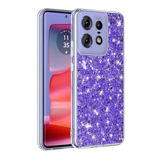 Husa pentru  Motorola Edge 50 Pro cu sclipici Liquid Crystal Glitter, mov