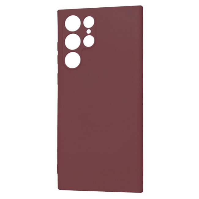 Husa pentru  Samsung Galaxy S22 Ultra 5G Liquid Silicone cu MagSafe, subțire, captusita cu microfibra, anti amprentă, protectie cameră foto, bordeaux