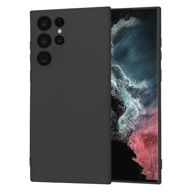 Husa pentru  Samsung Galaxy S22 Ultra 5G Liquid Silicone cu MagSafe, subțire, captusita cu microfibra, anti amprentă, protectie cameră foto, negru