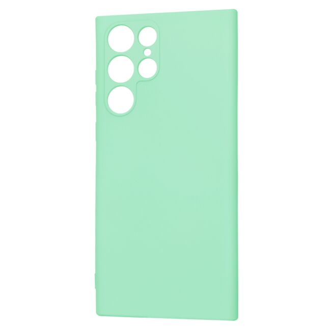 Husa pentru  Samsung Galaxy S22 Ultra 5G Liquid Silicone cu MagSafe, subțire, captusita cu microfibra, anti amprentă, protectie cameră foto, verde deschis