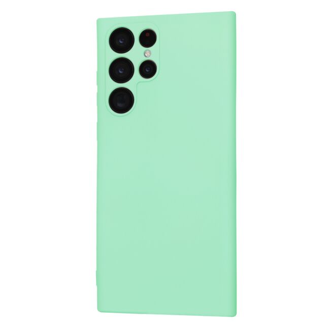 Husa pentru  Samsung Galaxy S22 Ultra 5G Liquid Silicone cu MagSafe, subțire, captusita cu microfibra, anti amprentă, protectie cameră foto, verde deschis