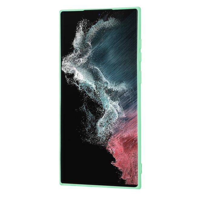 Husa pentru  Samsung Galaxy S22 Ultra 5G Liquid Silicone cu MagSafe, subțire, captusita cu microfibra, anti amprentă, protectie cameră foto, verde deschis