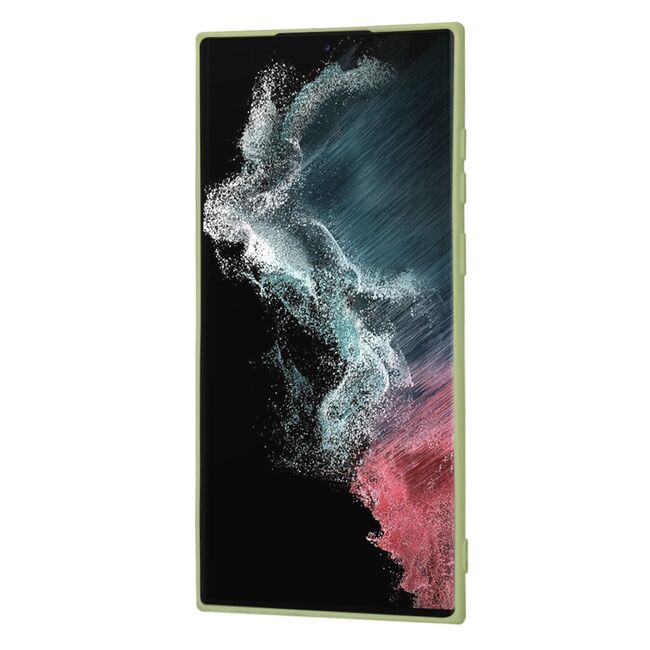 Husa pentru  Samsung Galaxy S22 Ultra 5G Liquid Silicone cu MagSafe, subțire, captusita cu microfibra, anti amprentă, protectie cameră foto, verde
