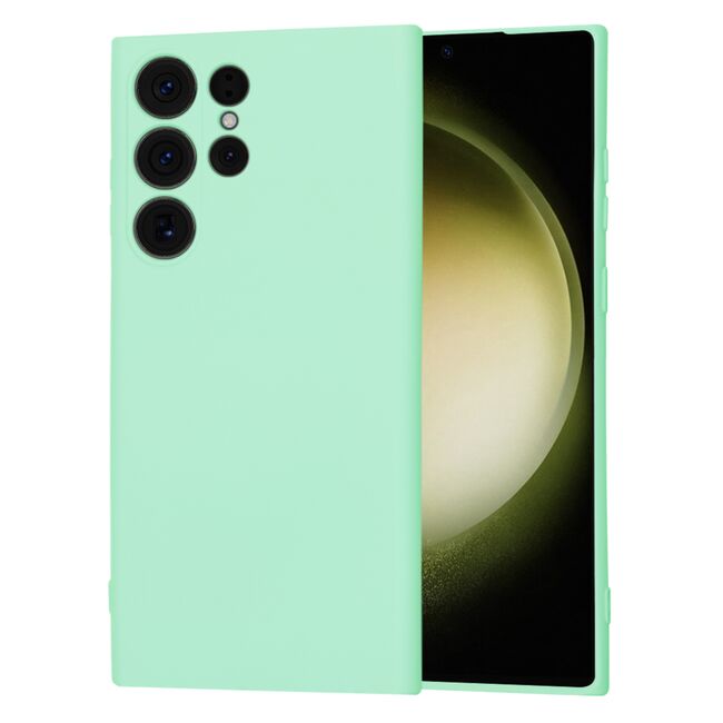 Husa pentru  Samsung Galaxy S23 Ultra 5G Liquid Silicone cu MagSafe, subțire, captusita cu microfibra, anti amprentă, protectie cameră foto, verde deschis