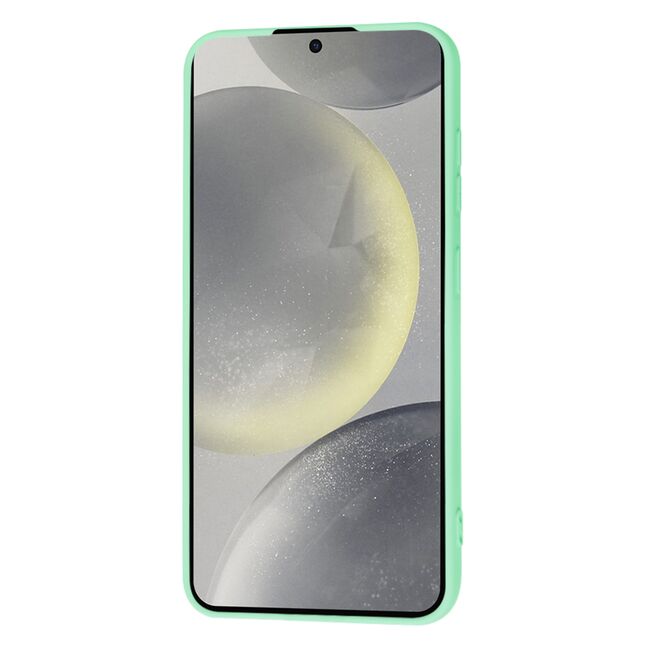 Husa pentru  Samsung Galaxy S24 Liquid Silicone cu MagSafe, subțire, captusita cu microfibra, anti amprentă, protectie cameră foto, verde deschis
