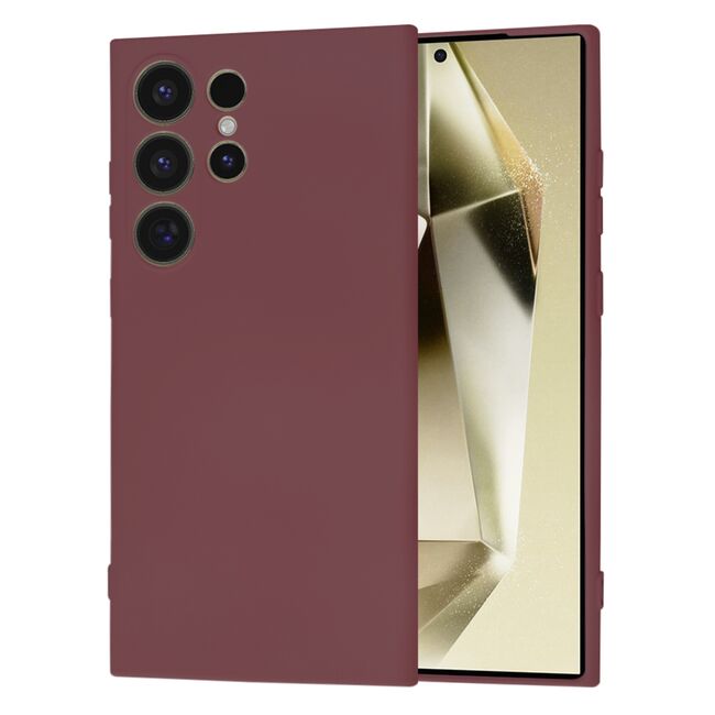 Husa pentru  Samsung Galaxy S24 Ultra Liquid Silicone cu MagSafe, subțire, captusita cu microfibra, anti amprentă, protectie cameră foto, bordeaux