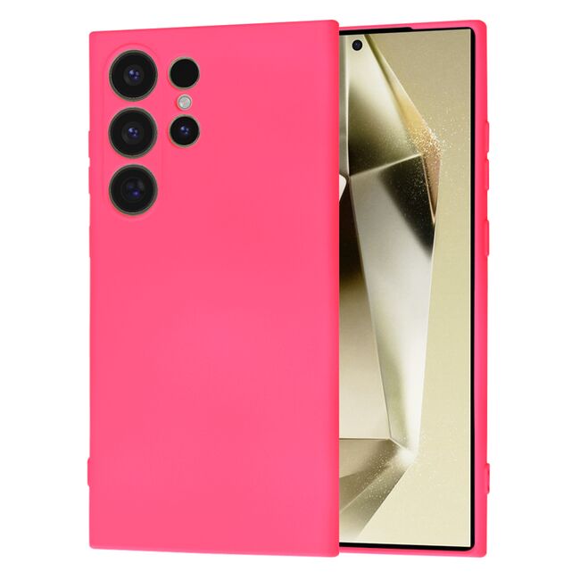 Husa pentru  Samsung Galaxy S24 Ultra Liquid Silicone cu MagSafe, subțire, captusita cu microfibra, anti amprentă, protectie cameră foto, fucsia