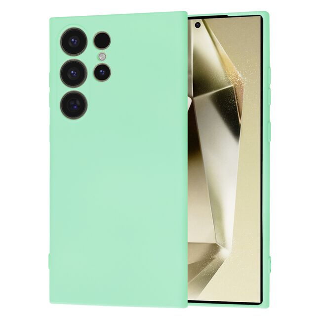 Husa pentru  Samsung Galaxy S24 Ultra Liquid Silicone cu MagSafe, subțire, captusita cu microfibra, anti amprentă, protectie cameră foto, verde deschis