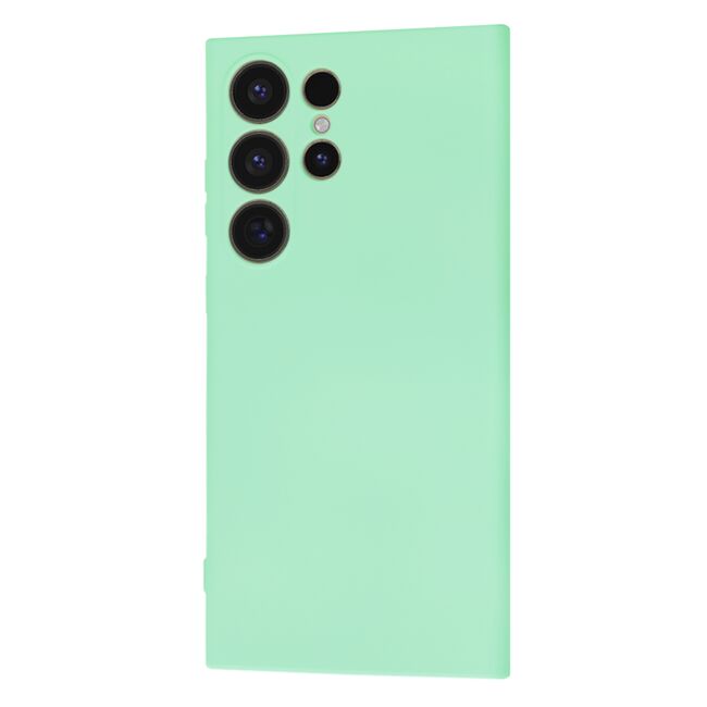 Husa pentru  Samsung Galaxy S24 Ultra Liquid Silicone cu MagSafe, subțire, captusita cu microfibra, anti amprentă, protectie cameră foto, verde deschis