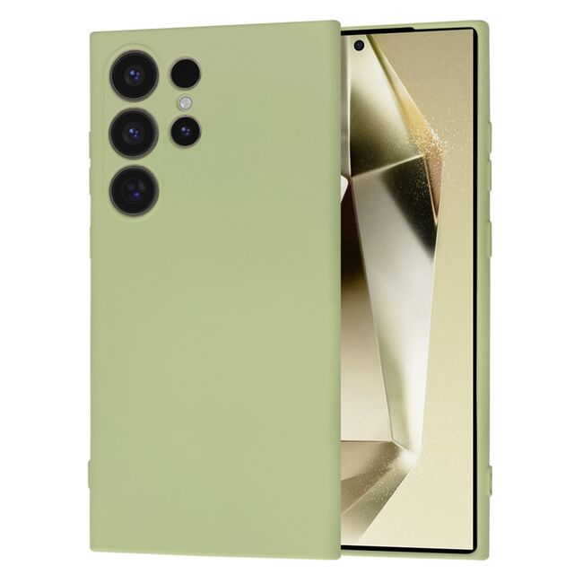 Husa pentru  Samsung Galaxy S24 Ultra Liquid Silicone cu MagSafe, subțire, captusita cu microfibra, anti amprentă, protectie cameră foto, verde